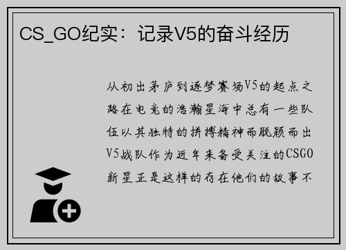 CS_GO纪实：记录V5的奋斗经历